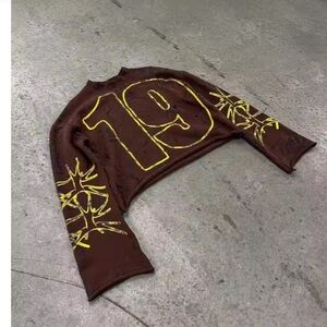 Graphic Brown Long Sleeve Top